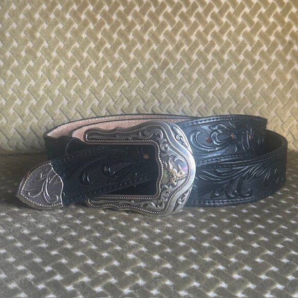 Tony Lama Other - Tony Lama Men's Black Westerly Ride Tooled Leather Western Belt C41513 Size 44